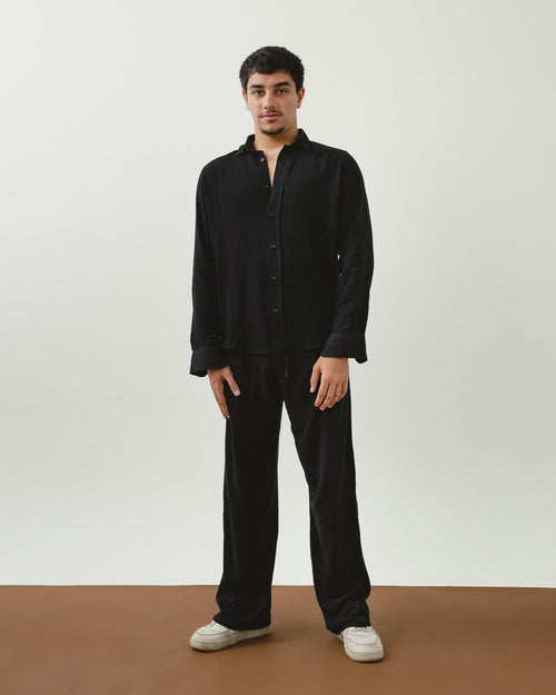Black Linen Viscose Pants Chocka