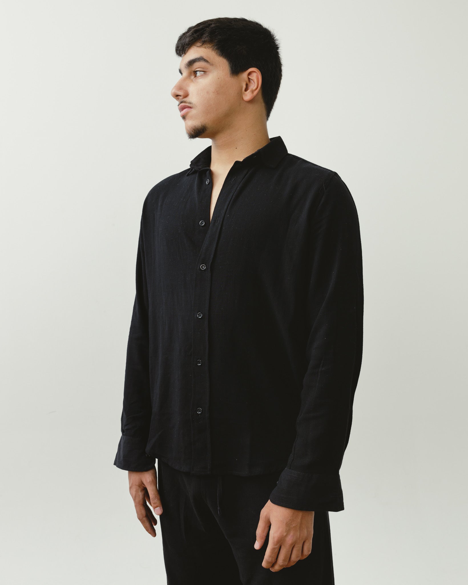 Black Linen Viscose Shirt Chocka
