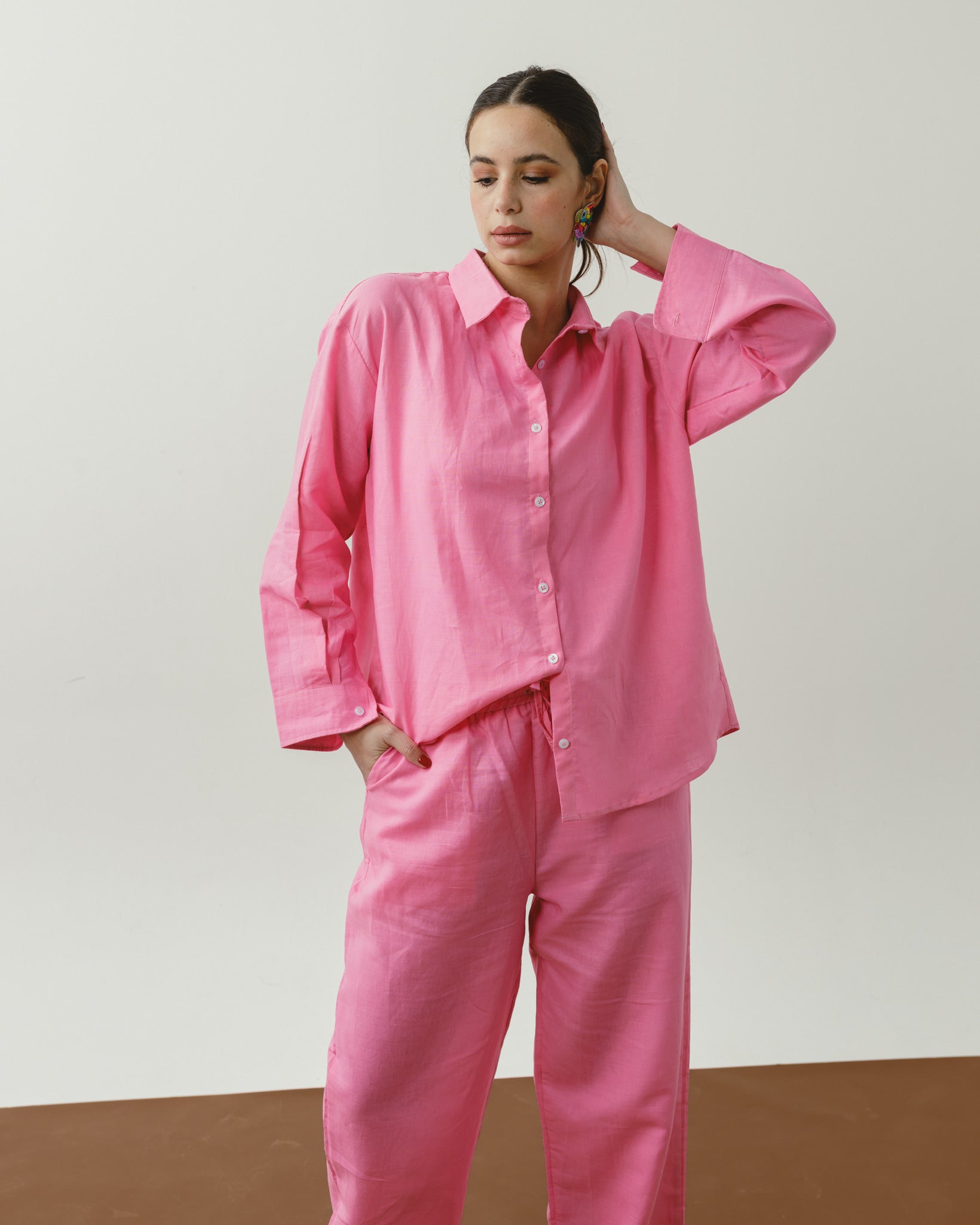 Bubble Gum Linen Shirt Chocka