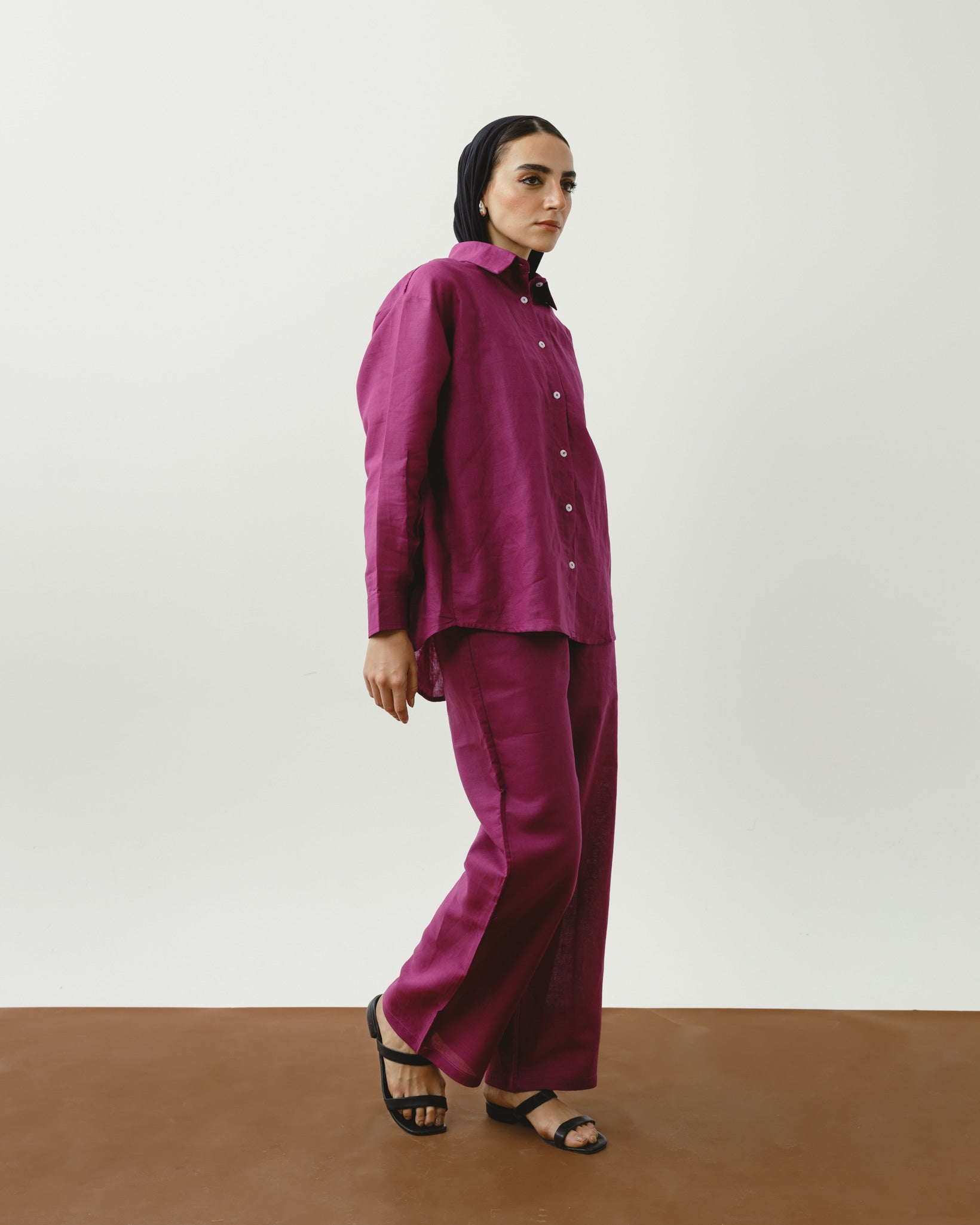 Burgundy Linen Shirt Chocka