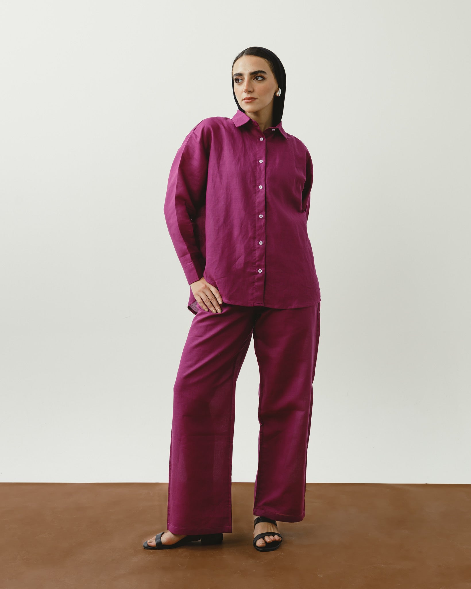 Burgundy Linen Shirt Chocka