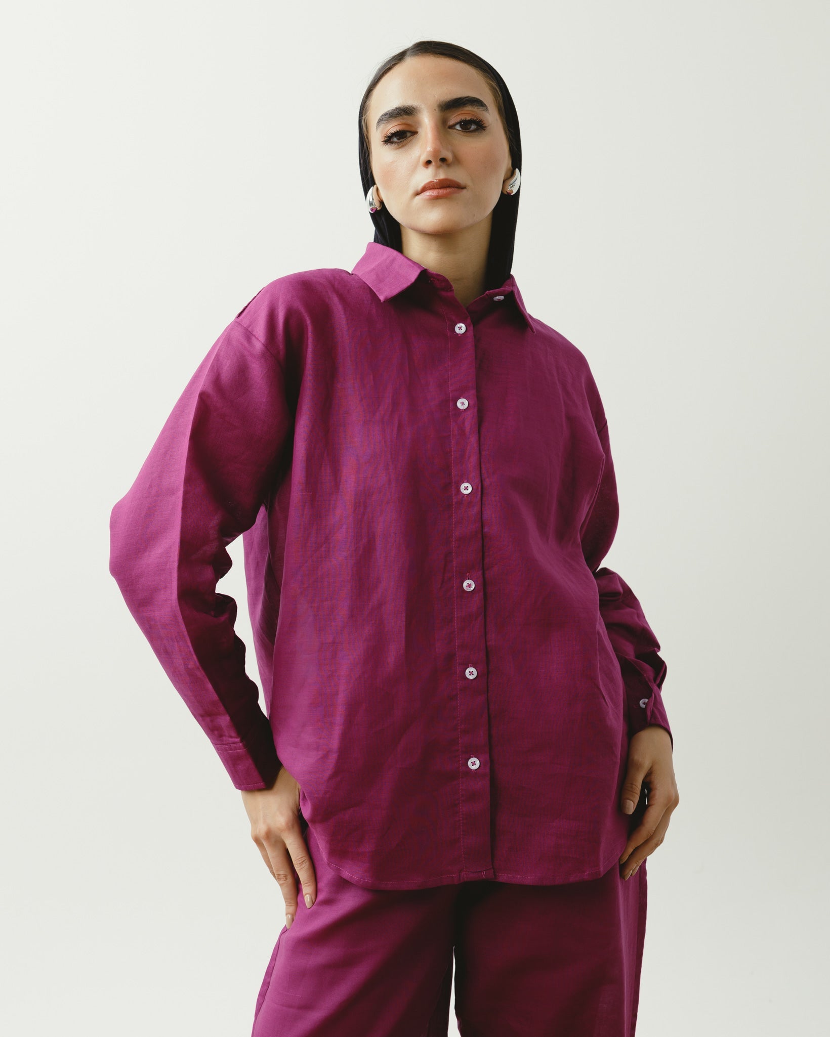 Burgundy Linen Shirt Chocka