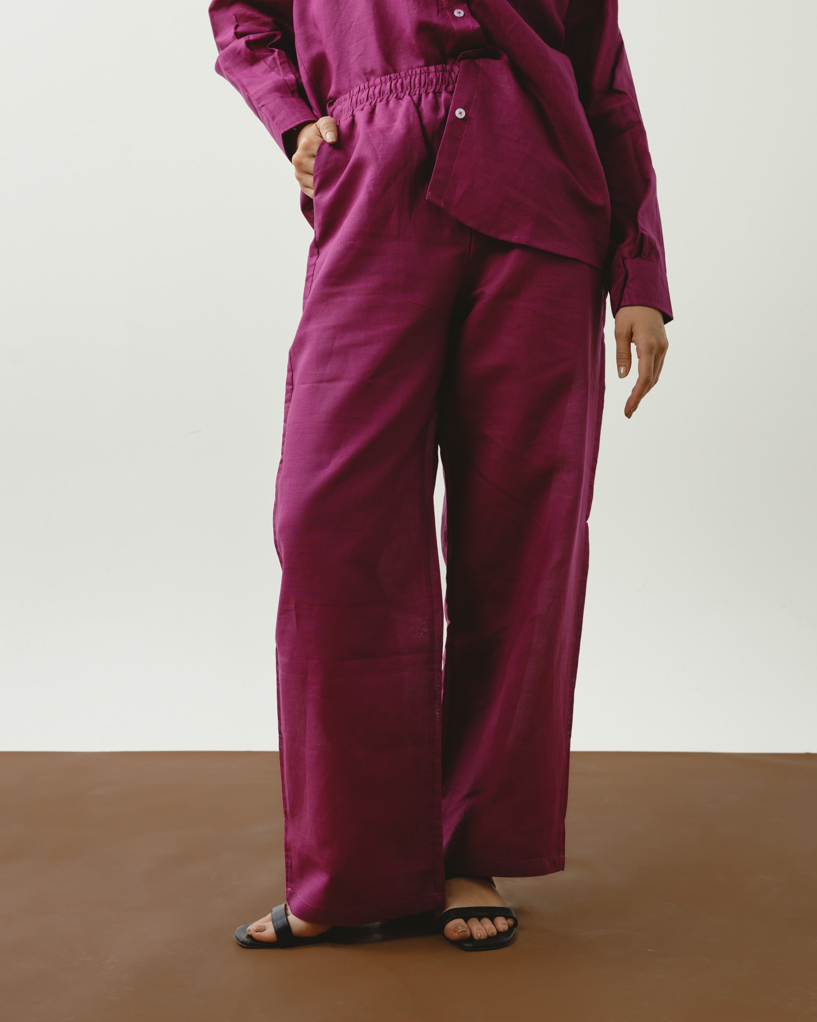 Burgundy Linen Pants Chocka