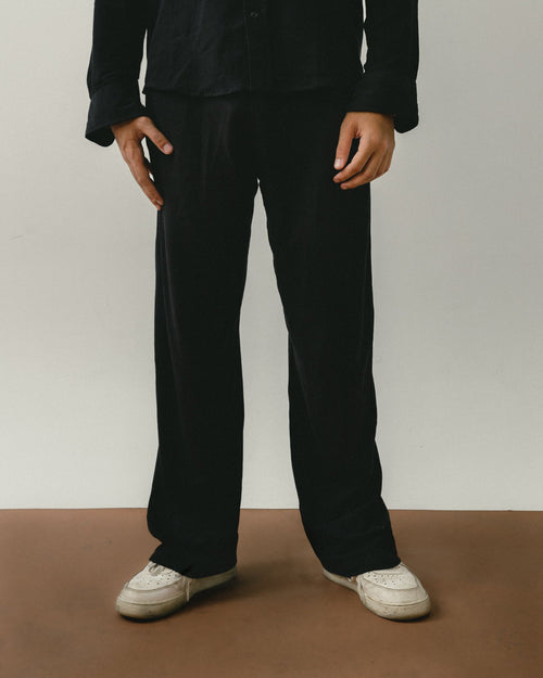 Black Linen Viscose Pants Chocka