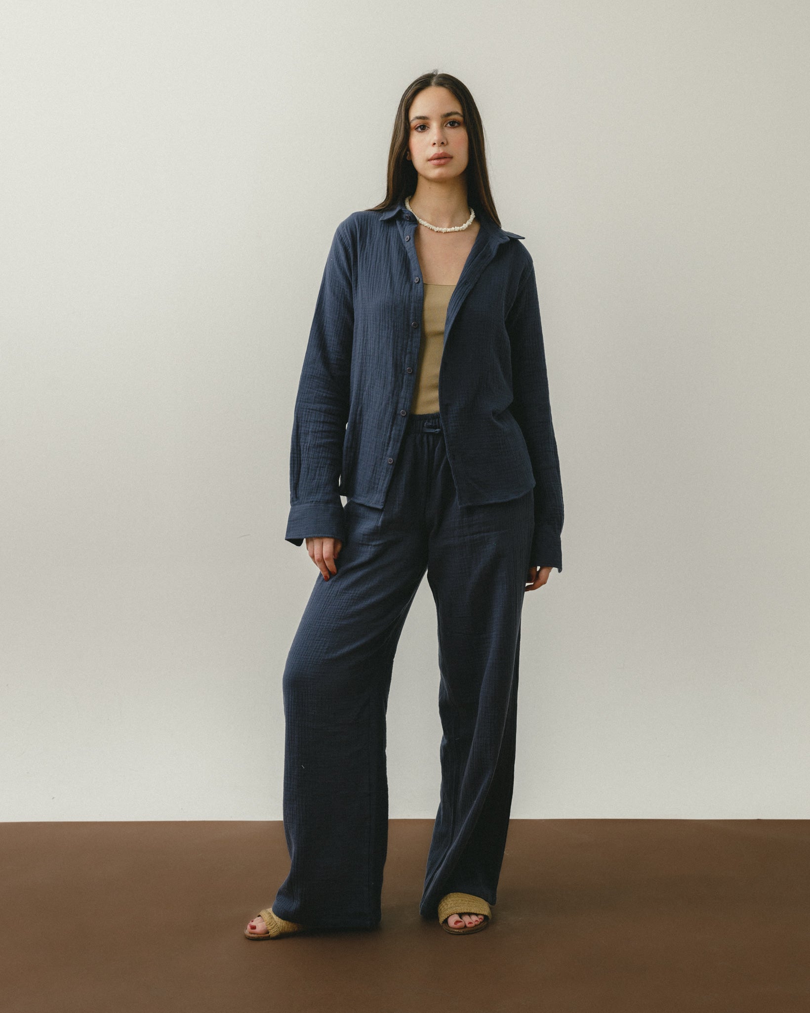 Indigo Blue Crinkle Pants Chocka