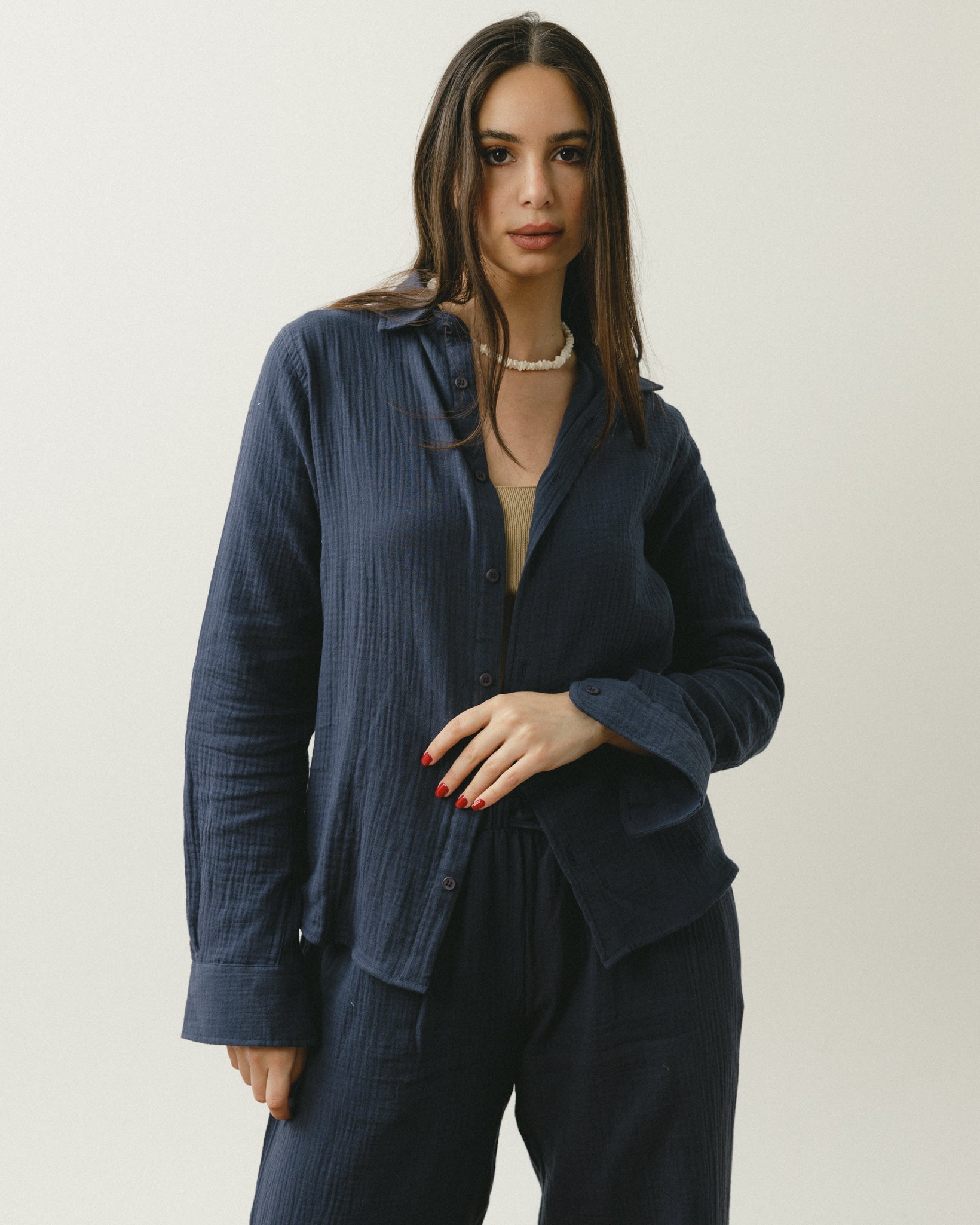 Indigo Blue Crinkle Pants Chocka