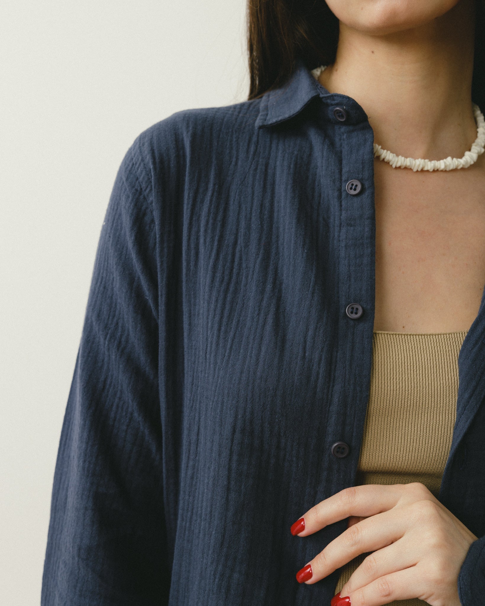 Indigo Blue Crinkle Shirt Chocka