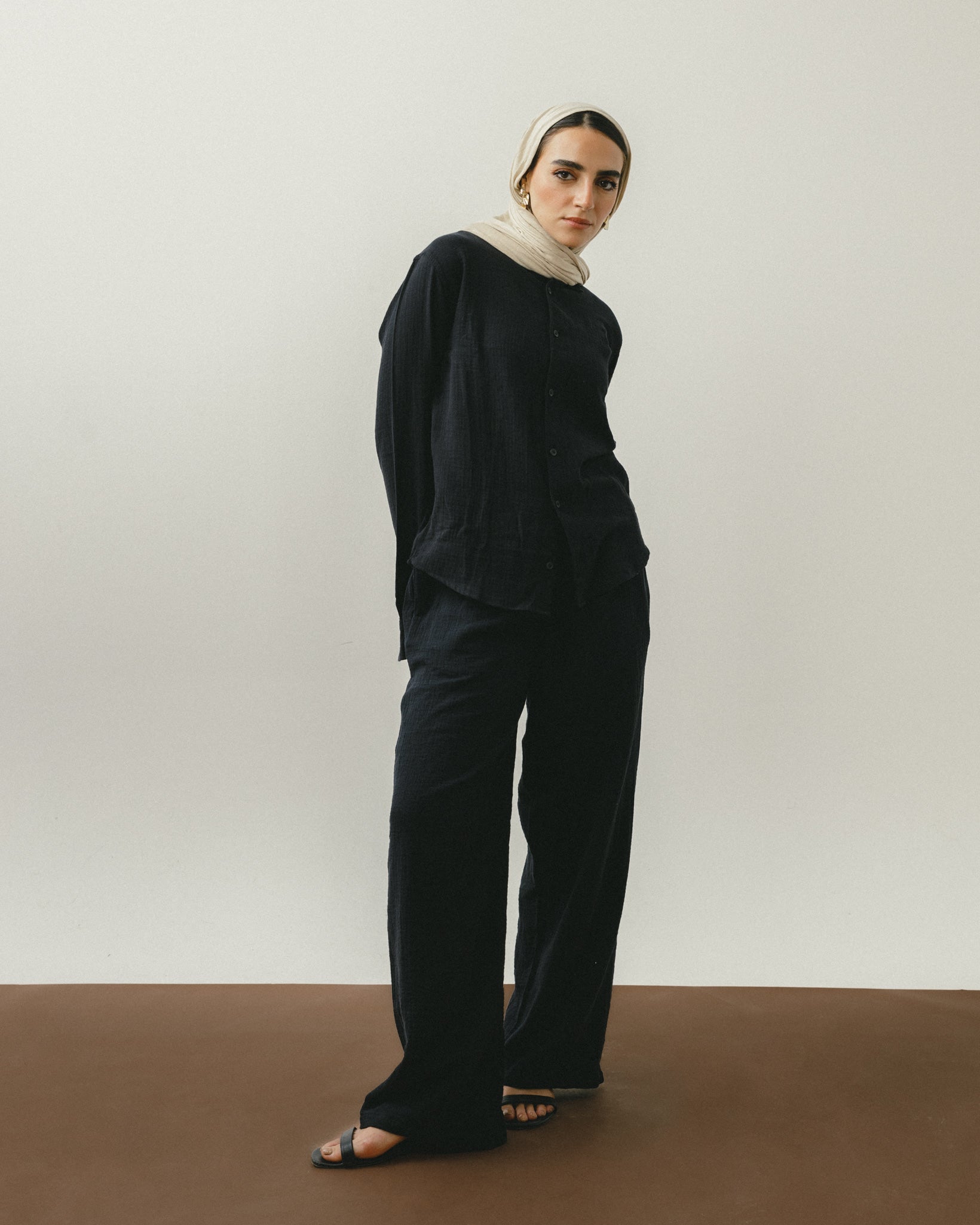 Black Crinkle Pants Chocka