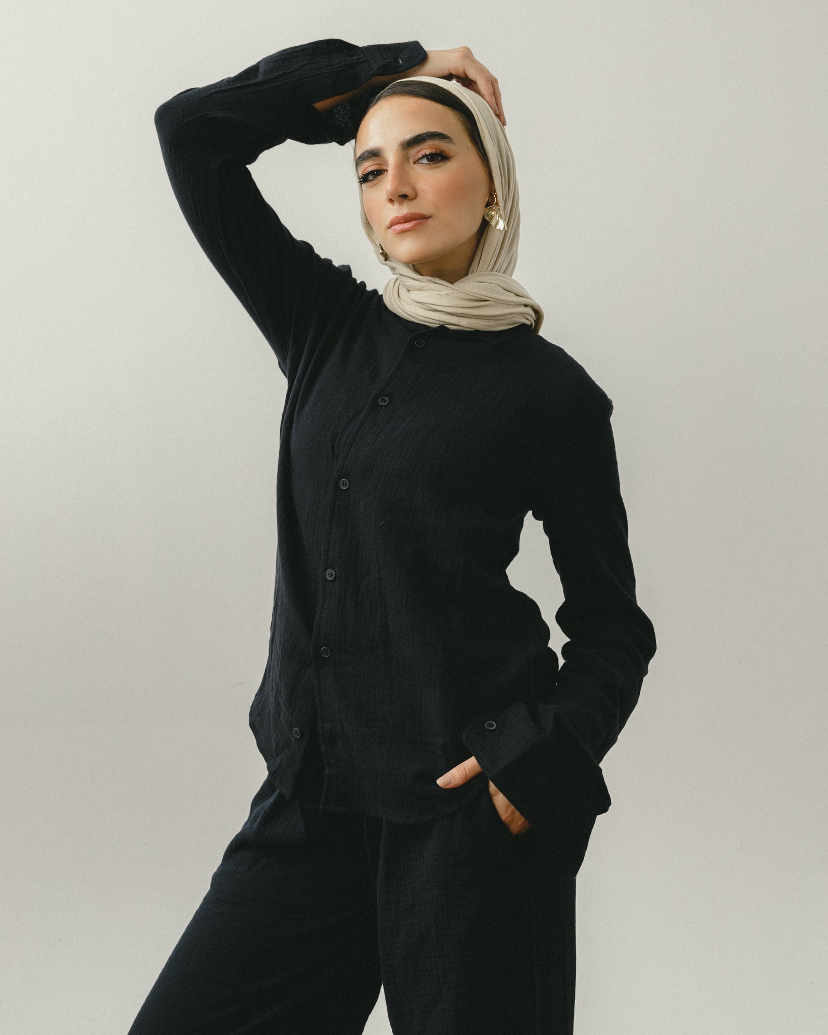 Black Crinkle Shirt Chocka