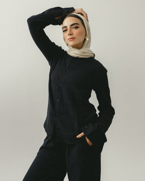 Black Crinkle Shirt Chocka