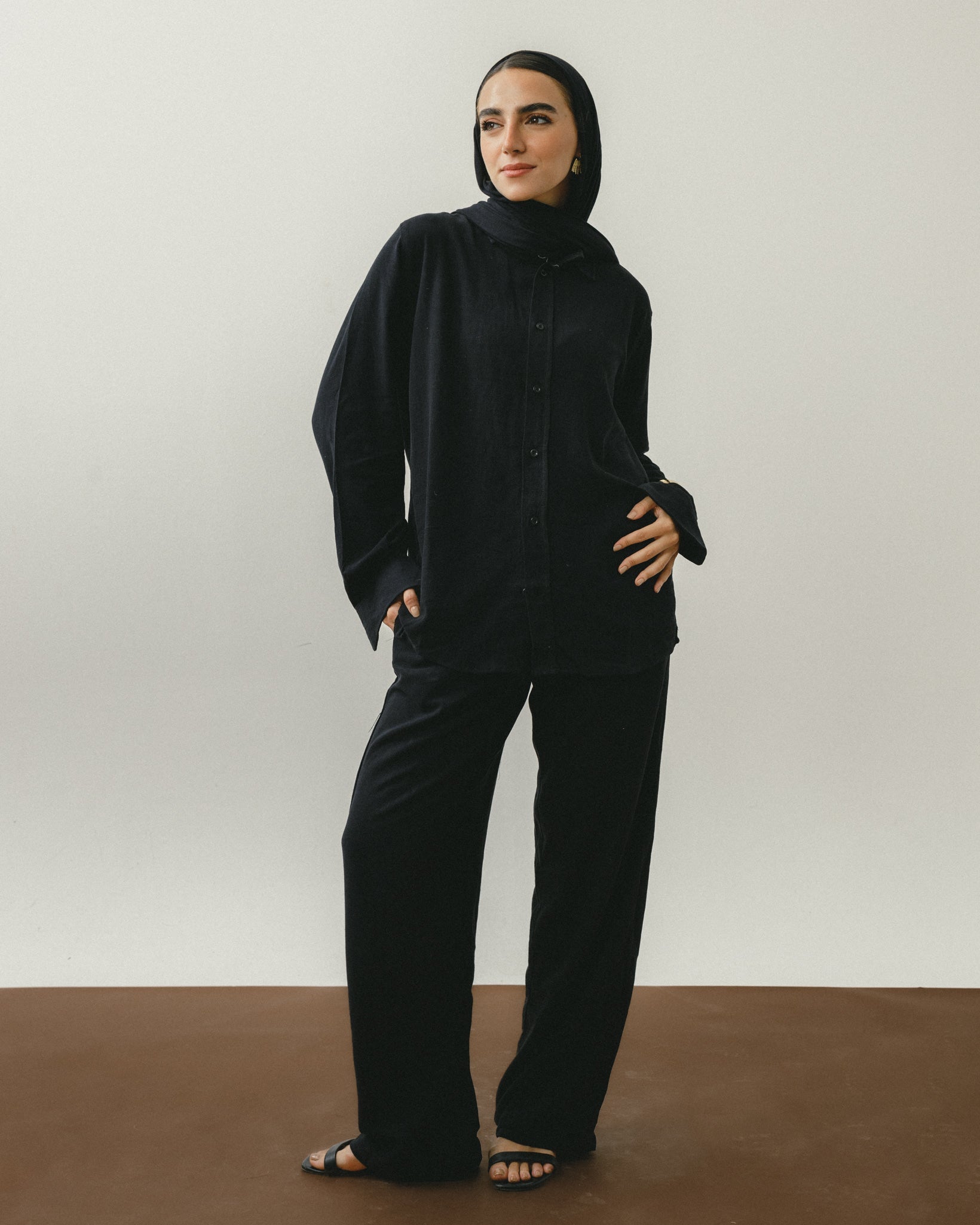 Black Linen Viscose Shirt Chocka