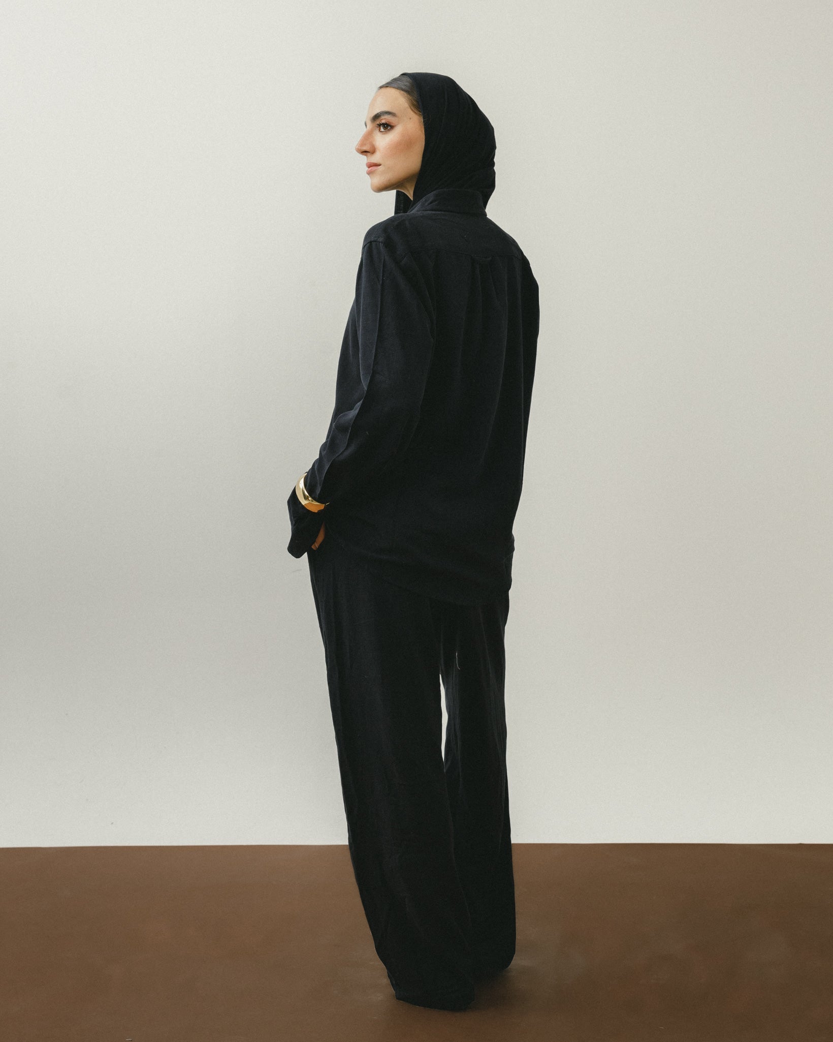 Black Linen Viscose Shirt Chocka