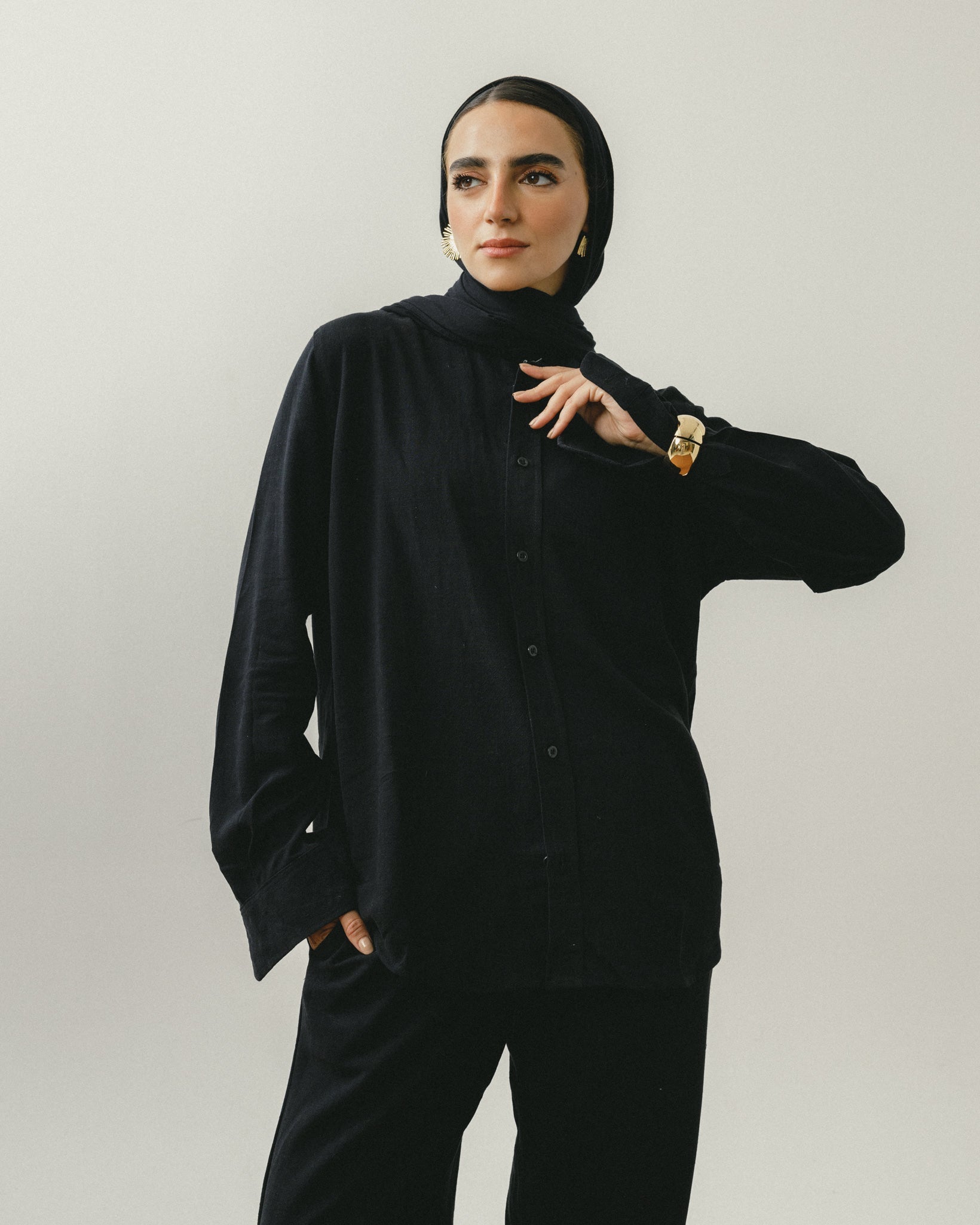 Black Linen Viscose Shirt Chocka