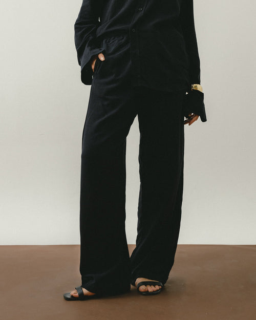 Black Linen Viscose Pants Chocka