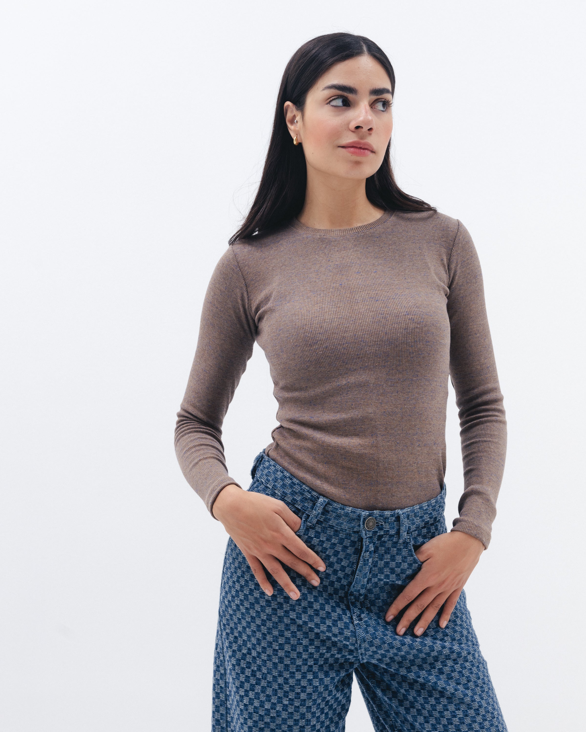 Mocha Ribbed Long Sleeve Chocka