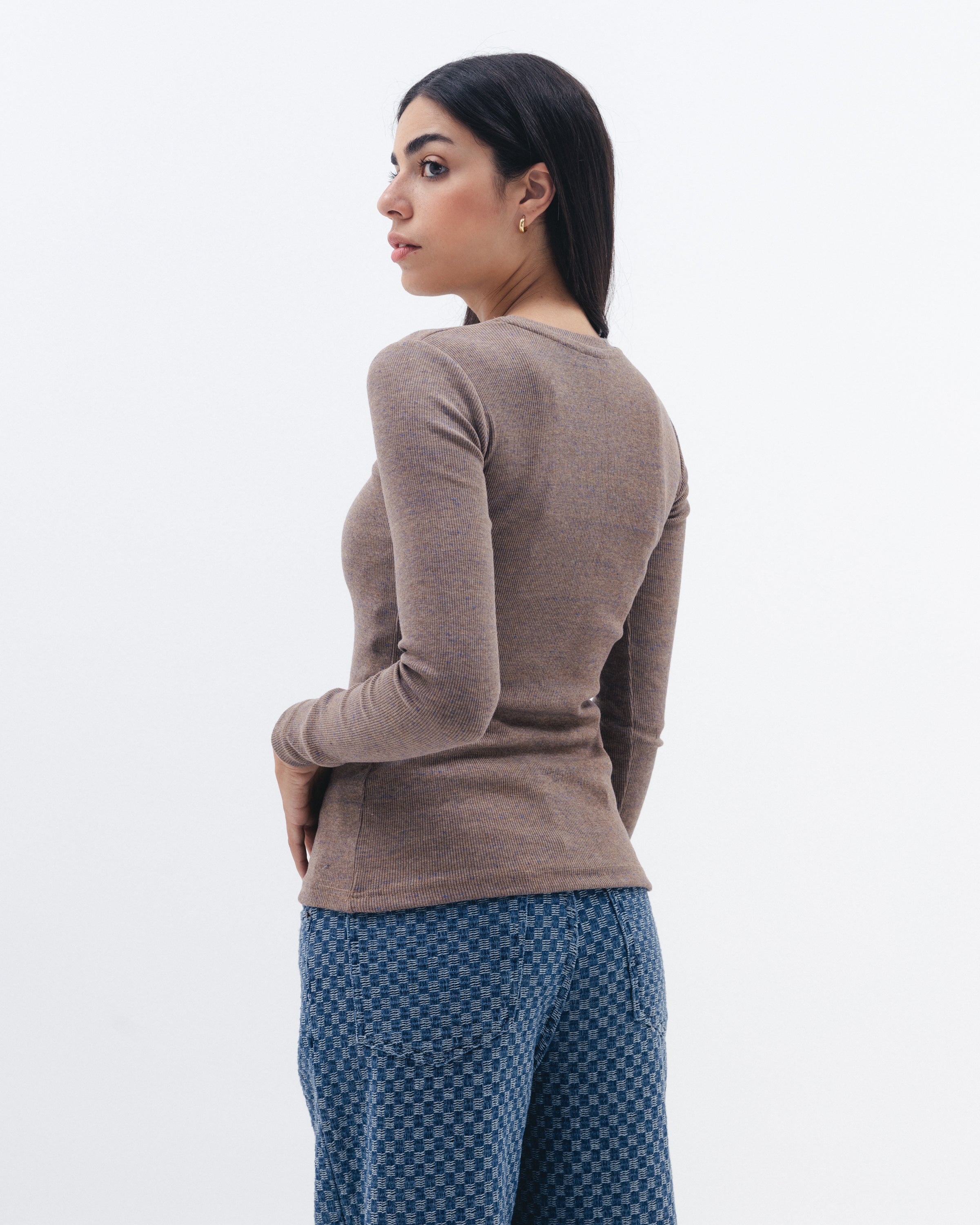 Mocha Ribbed Long Sleeve Chocka
