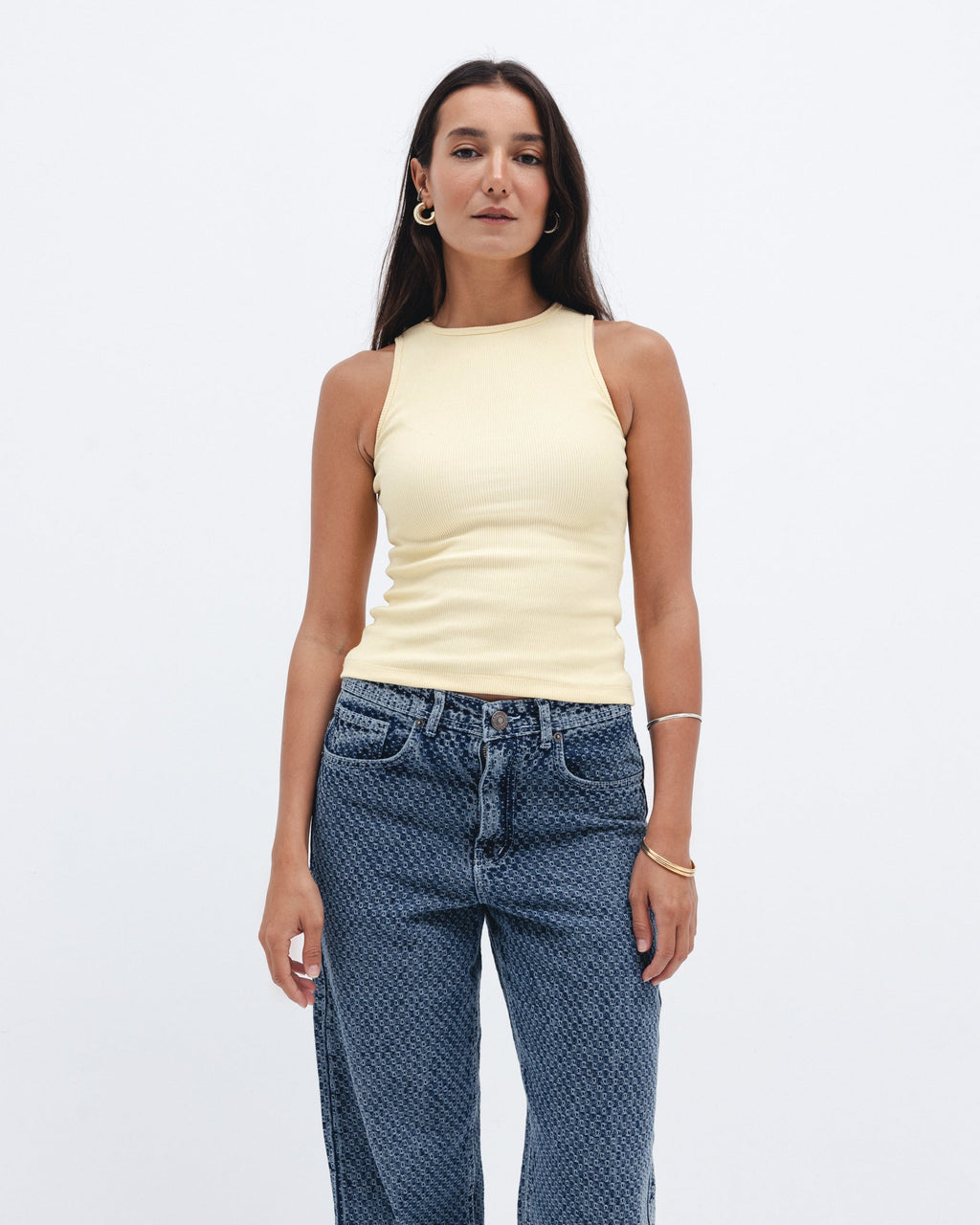 Butter Yellow Ribbed Crewneck Top Chocka