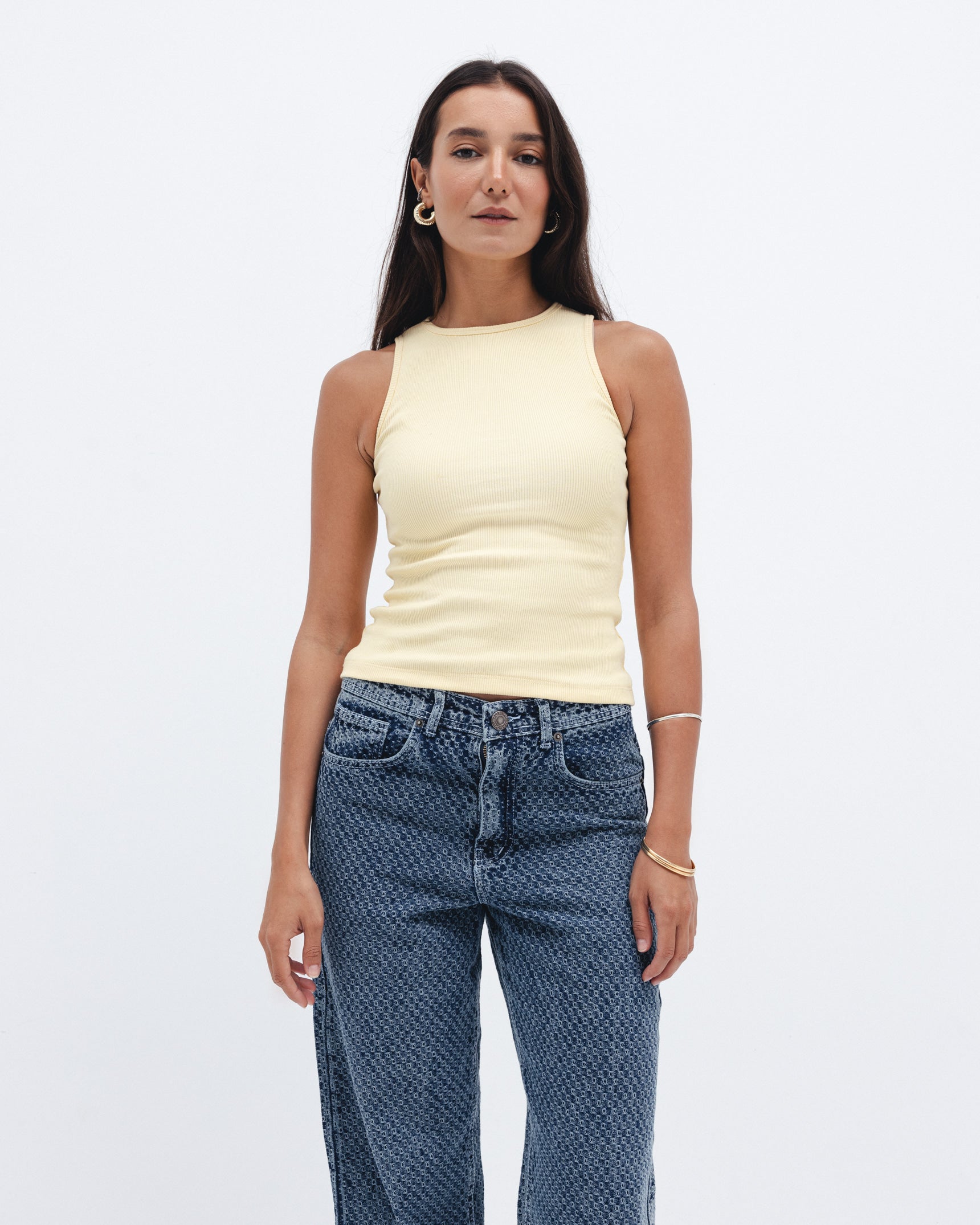 Butter Yellow Ribbed Crewneck Top Chocka