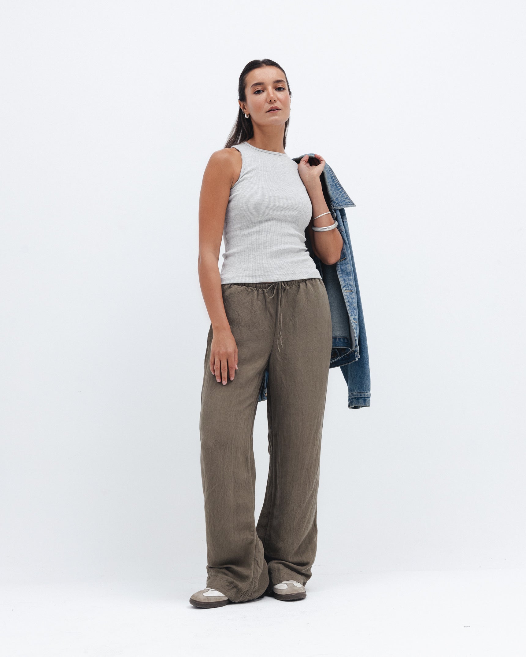 Cloud Grey Ribbed Crewneck Top Chocka