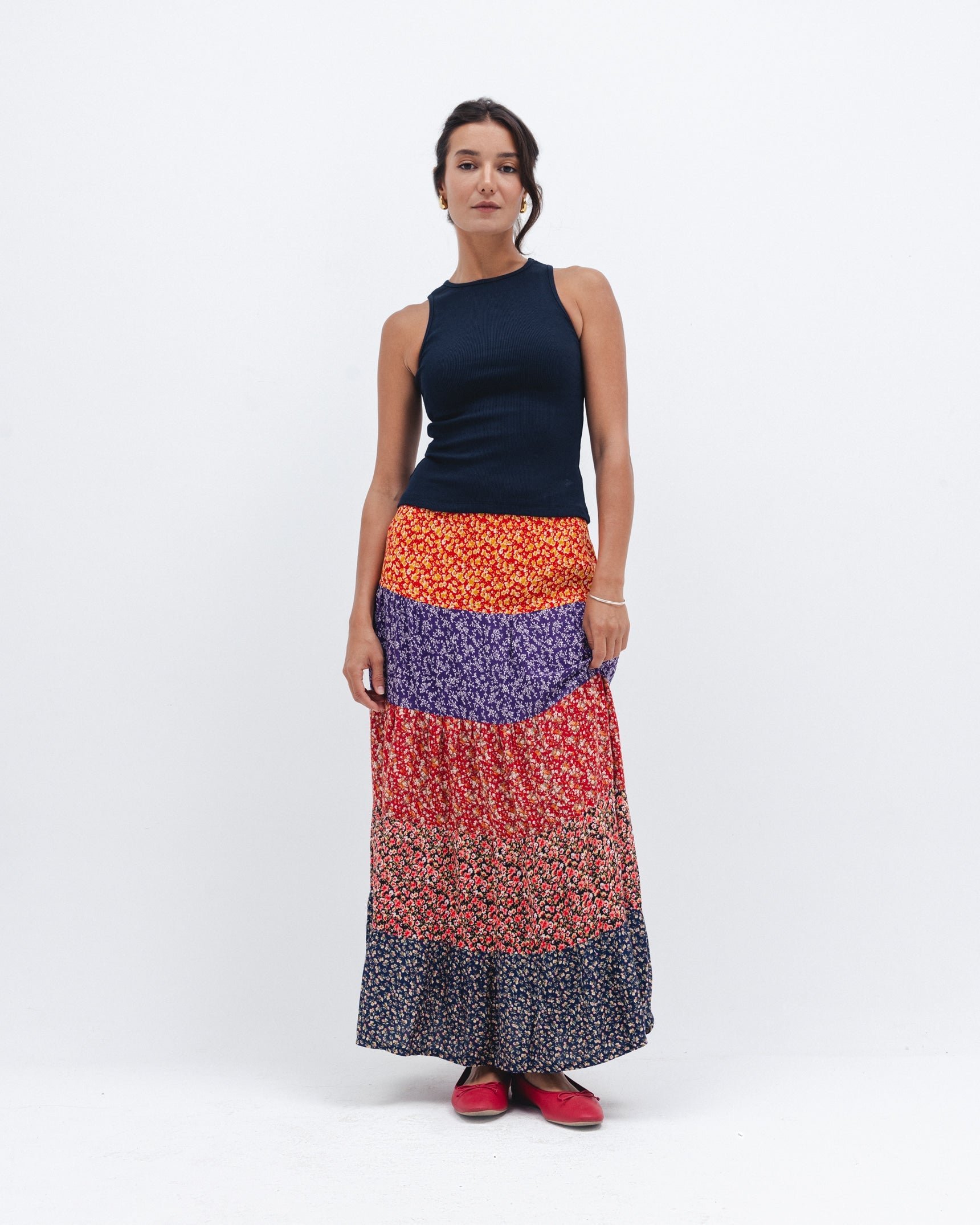 Dark Blue Ribbed Crewneck Top - Chocka