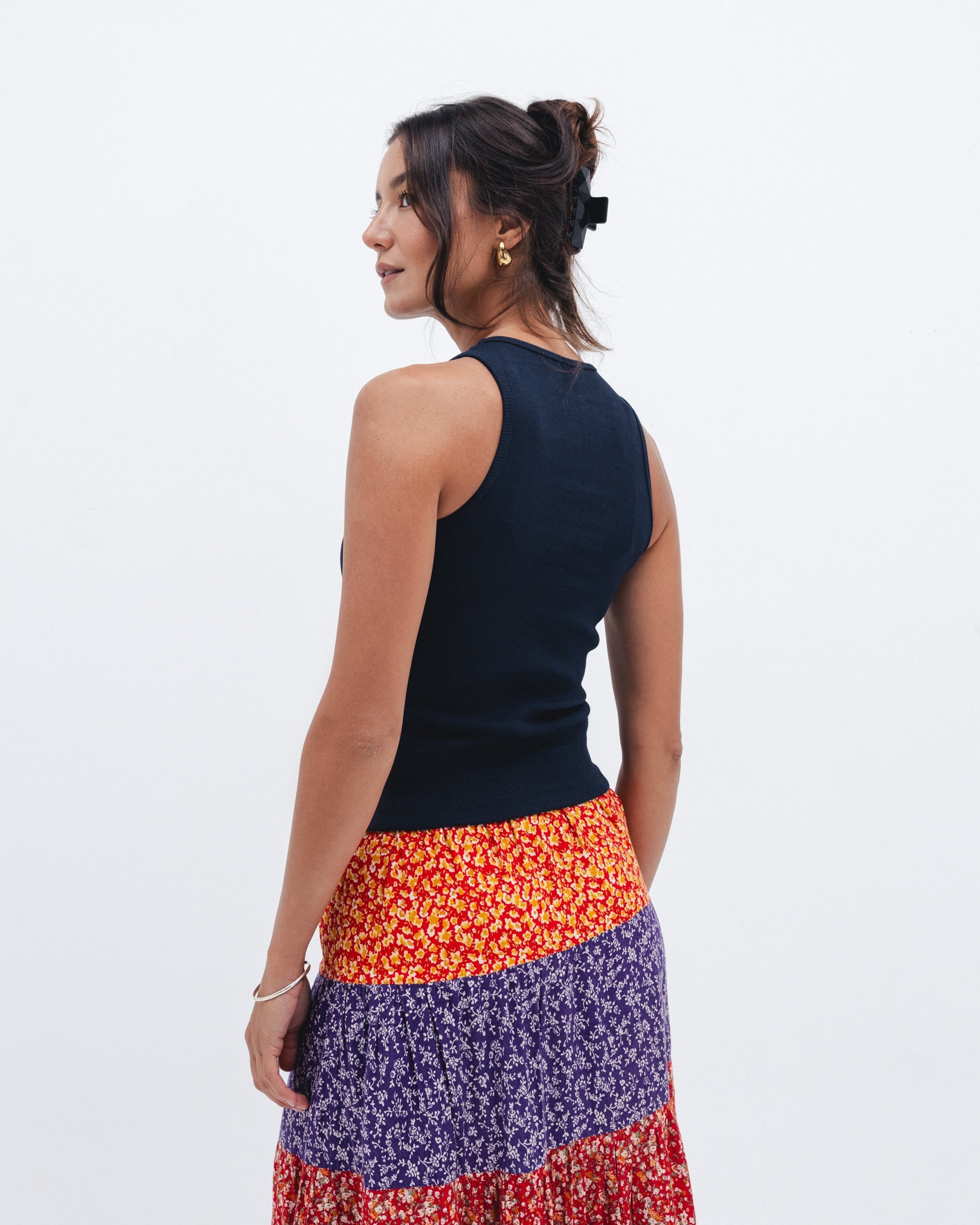 Dark Blue Ribbed Crewneck Top - Chocka