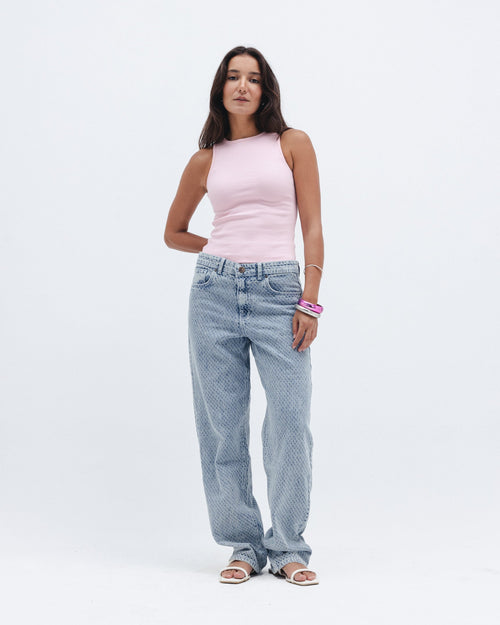 Baby Pink Ribbed Crewneck Top Chocka