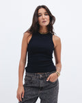 Black Ribbed Crewneck Top Chocka