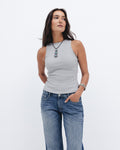 Grey Ribbed Crewneck Top Chocka